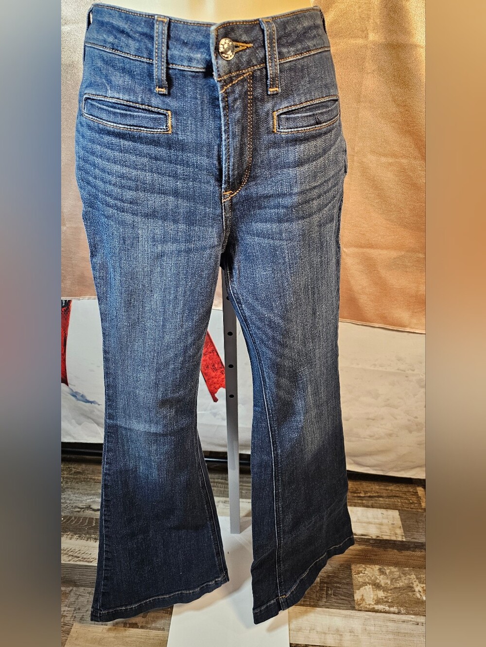 Ariat REAL Denim Mid Rise Flare Trouser Jeans Dark Wash Size 27R